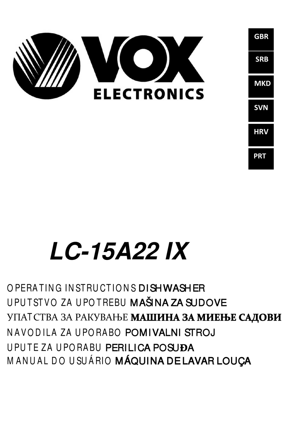 VOX ELECTRONICS LC-15A22 IX OPERATING INSTRUCTIONS MANUAL Pdf Download ...