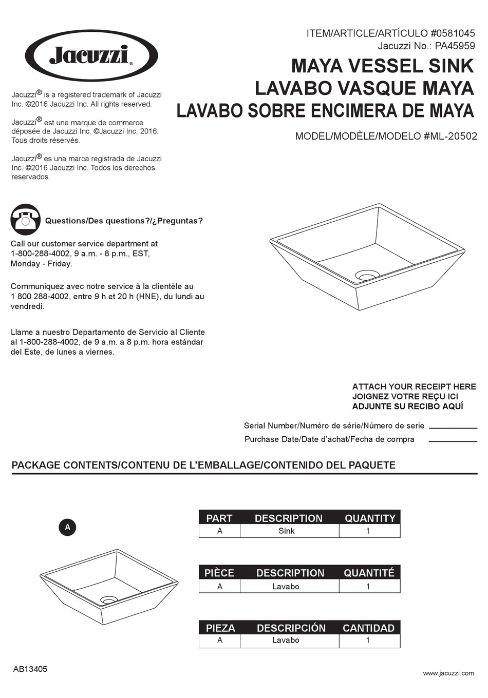 JACUZZI MAYA ML 20502 QUICK START MANUAL Pdf Download ManualsLib