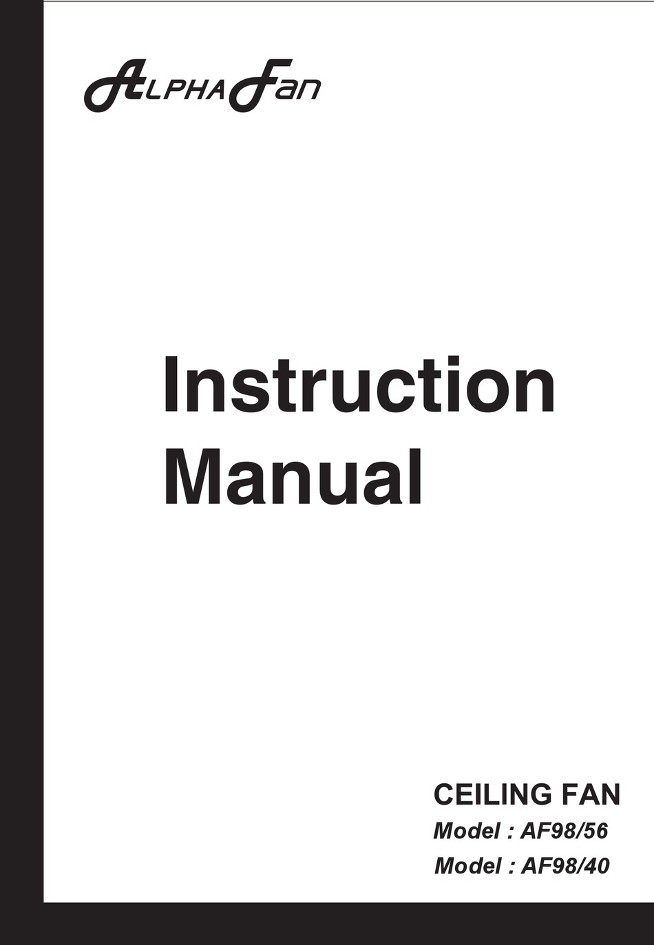 ALPHA FAN AF98/56 INSTRUCTION MANUAL Pdf Download ManualsLib