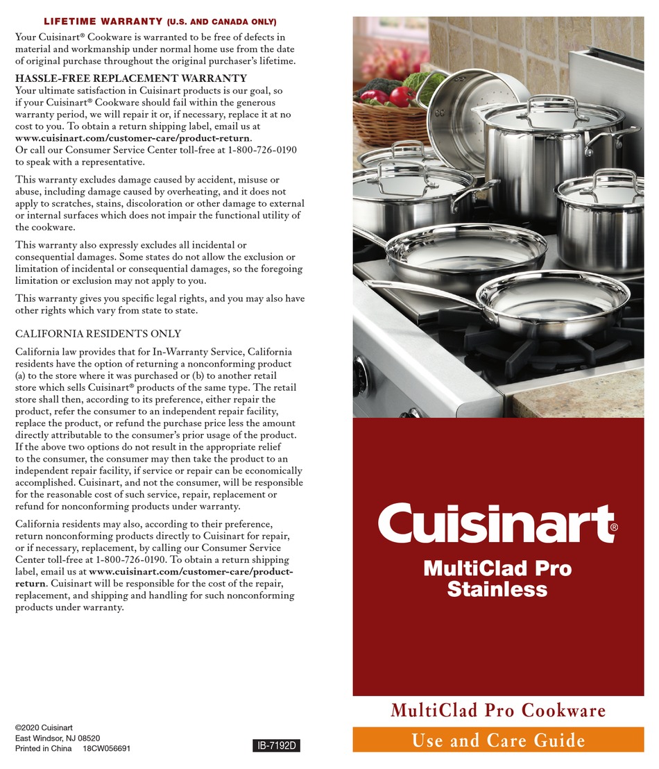 CUISINART MULTICLAD PRO MCP55 24N USE AND CARE MANUAL Pdf Download   Cuisinart Multiclad Pro Mcp55 24n 