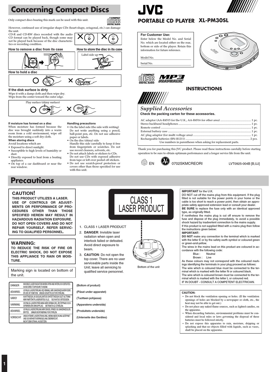 JVC XL-PM30 MANUAL Pdf Download | ManualsLib