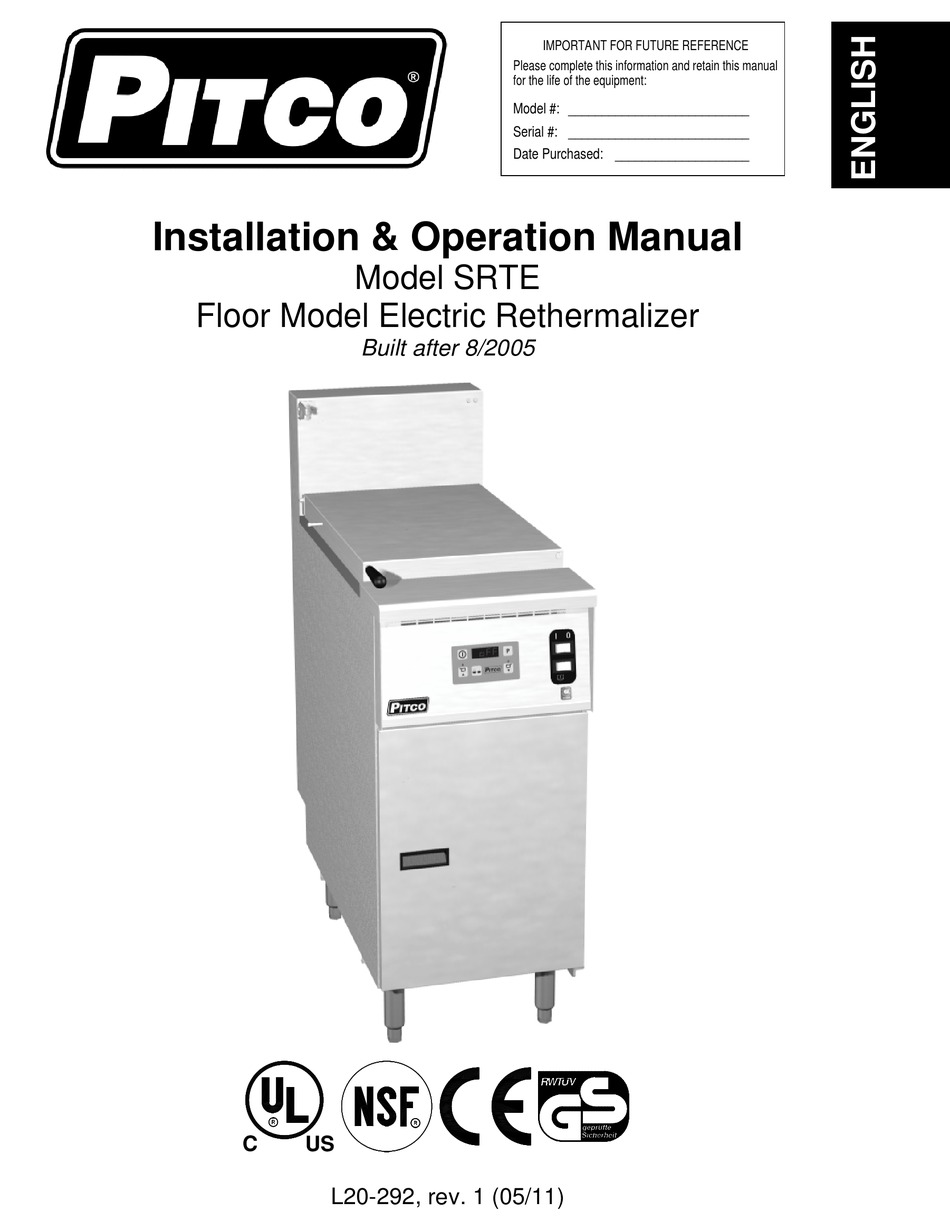 PITCO SRTE INSTALLATION & OPERATION MANUAL Pdf Download ManualsLib