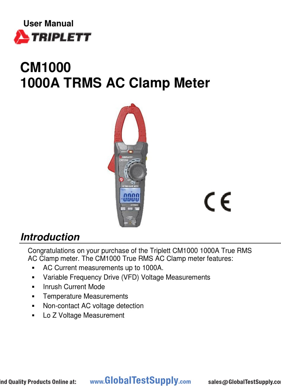 Triplett Cm1050 User Manual Pdf Download Manualslib