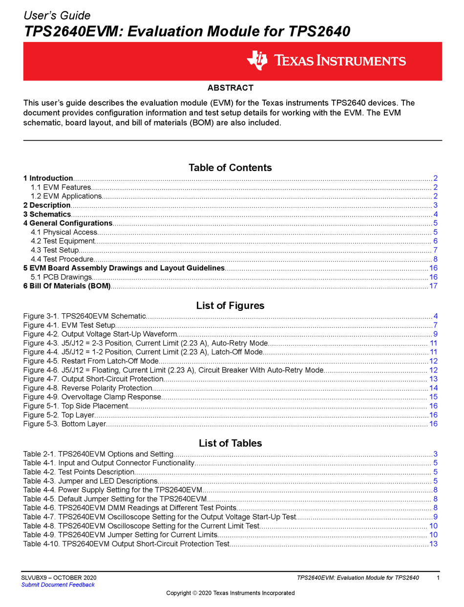 TEXAS INSTRUMENTS TPS2640EVM USER MANUAL Pdf Download | ManualsLib