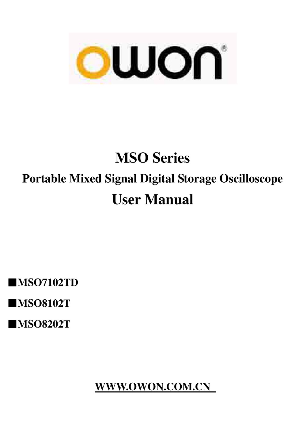 OWON MSO7102TD USER MANUAL Pdf Download | ManualsLib