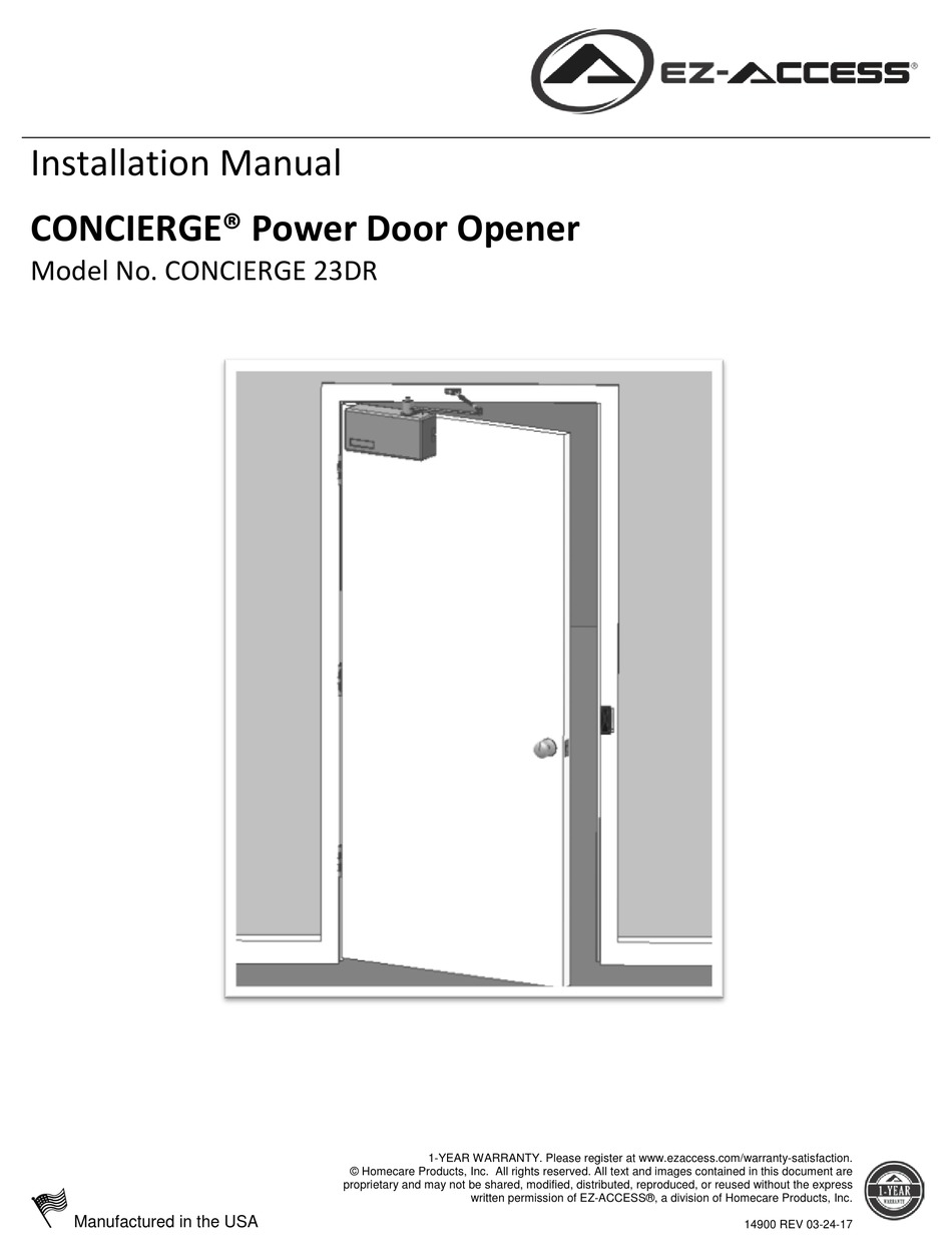 EZACCESS CONCIERGE 23DR INSTALLATION MANUAL Pdf Download ManualsLib