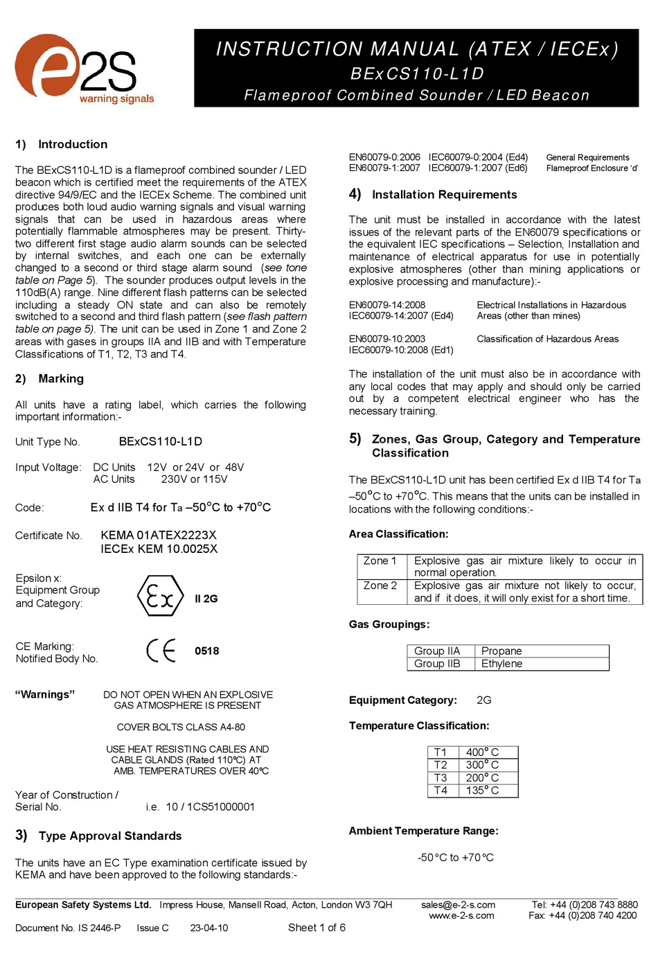 E2S BEXCS110-L1 INSTRUCTION MANUAL Pdf Download | ManualsLib