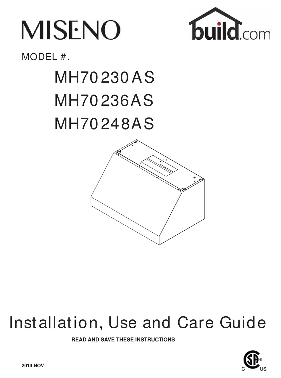 BUILD MISENO MH70230AS INSTALLATION, USE AND CARE MANUAL Pdf Download