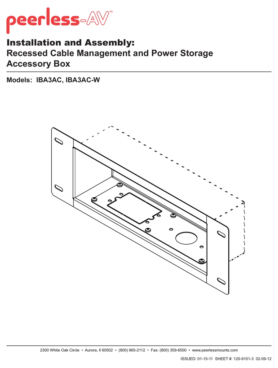 PEERLESSAV IBA3AC INSTALLATION AND ASSEMBLY MANUAL Pdf Download