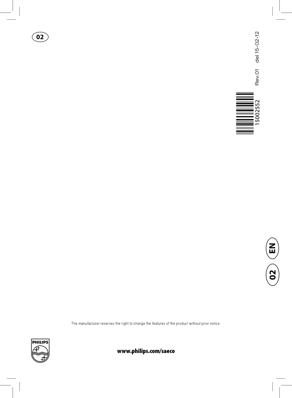 PHILIPS SAECO XSMALL HD8745/57 OPERATING INSTRUCTIONS MANUAL Pdf