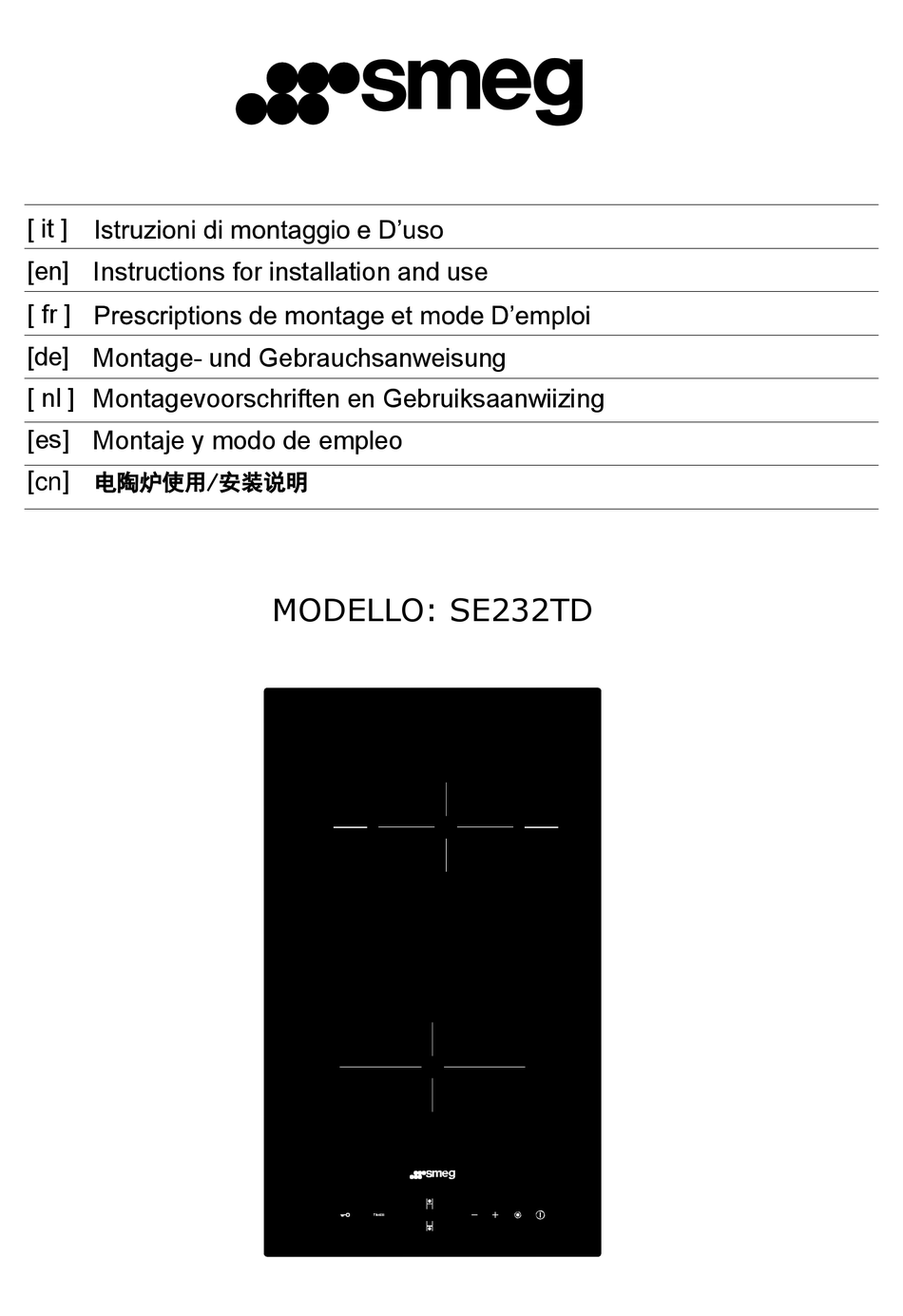 SMEG SE232TD INSTRUCTIONS FOR INSTALLATION AND USE MANUAL Pdf Download