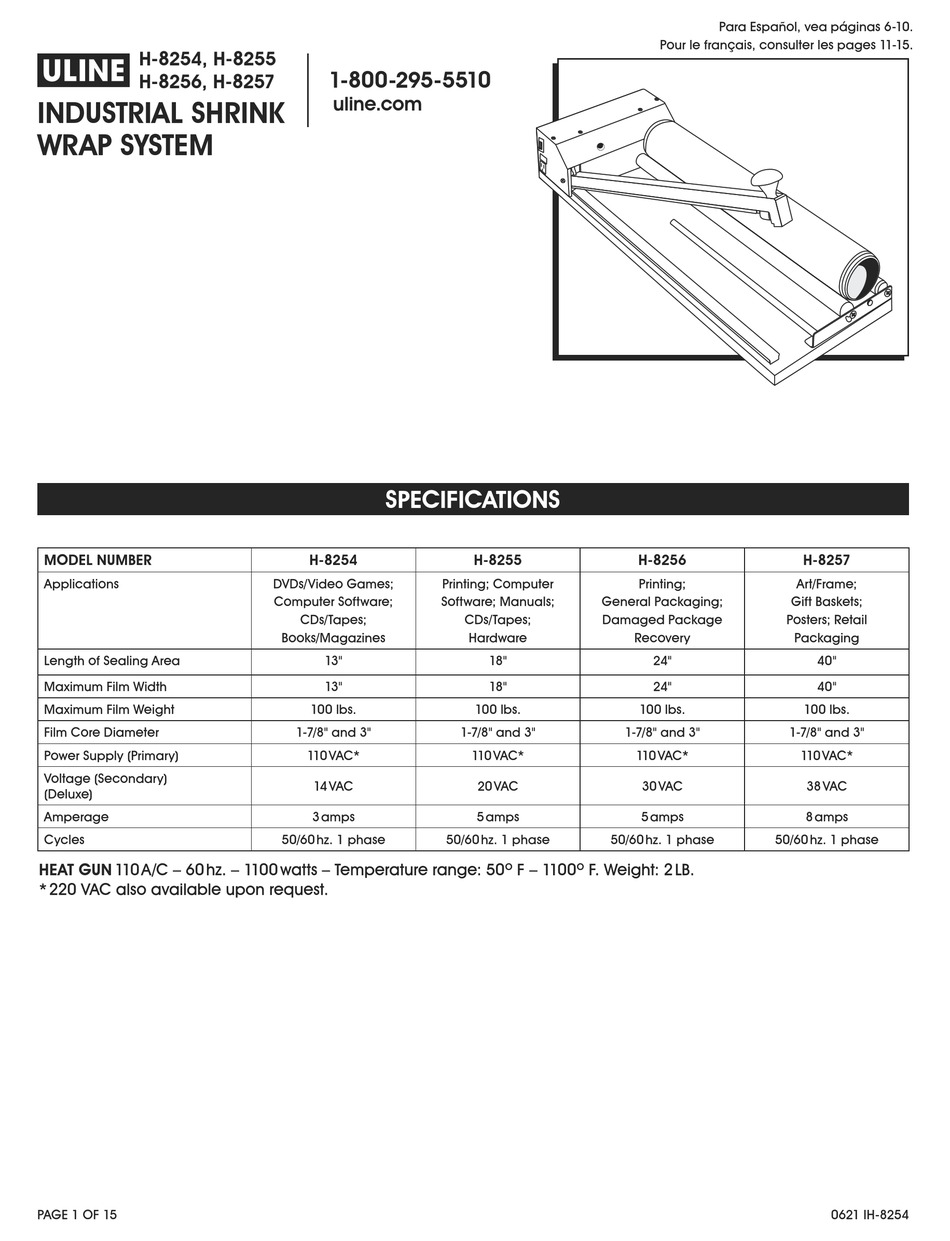 ULINE H8254 MANUAL Pdf Download ManualsLib