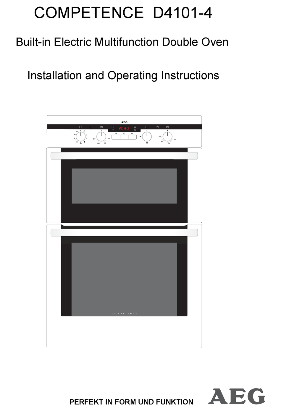 AEG COMPETENCE D4101-4B INSTALLATION AND OPERATING INSTRUCTIONS MANUAL ...