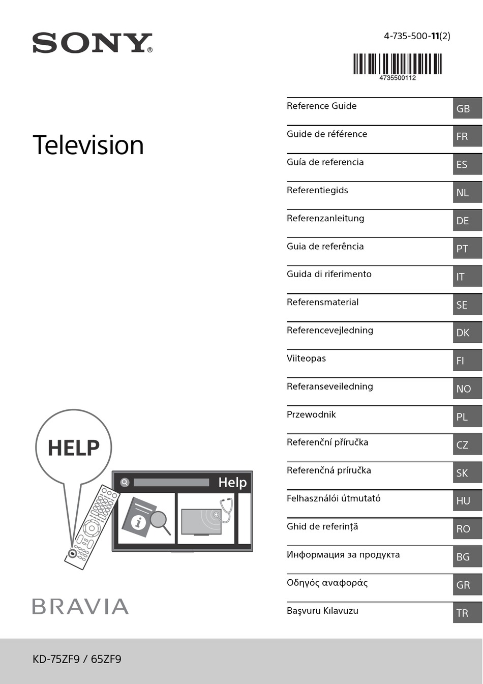 SONY BRAVIA KD65ZF9 REFERENCE MANUAL Pdf Download ManualsLib