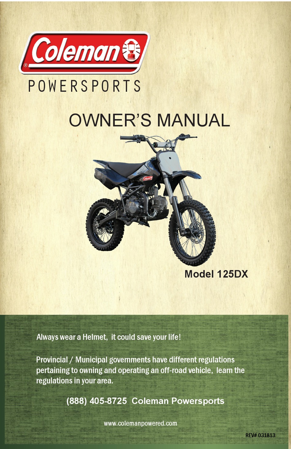 COLEMAN POWERSPORTS 125DX 2020 OWNER'S MANUAL Pdf Download ManualsLib