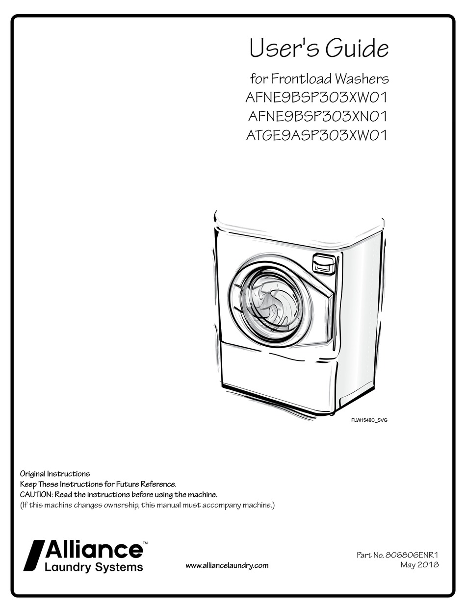 ALLIANCE LAUNDRY SYSTEMS AFNE9BSP303XW01 USER MANUAL Pdf Download
