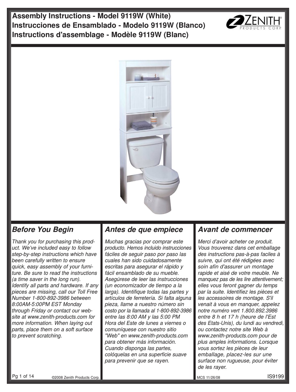 ZENITH 9119W ASSEMBLY INSTRUCTIONS MANUAL Pdf Download ManualsLib