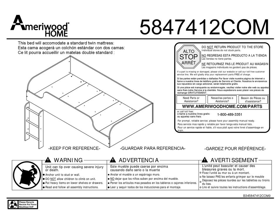 AMERIWOOD HOME ASSEMBLY INSTRUCTIONS MANUAL Pdf Download