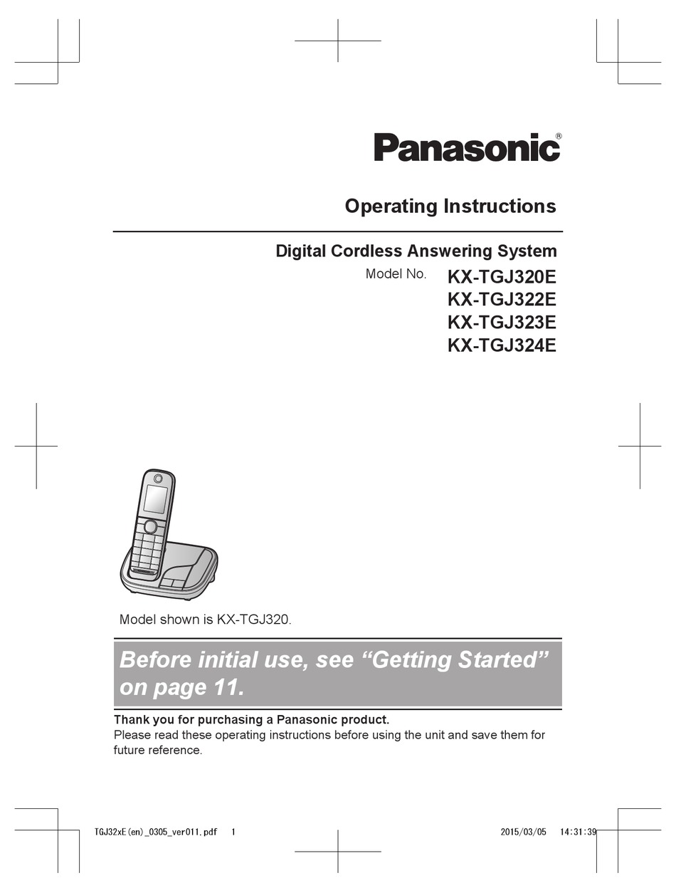 PANASONIC KXTGJ324EB OPERATING INSTRUCTIONS MANUAL Pdf Download
