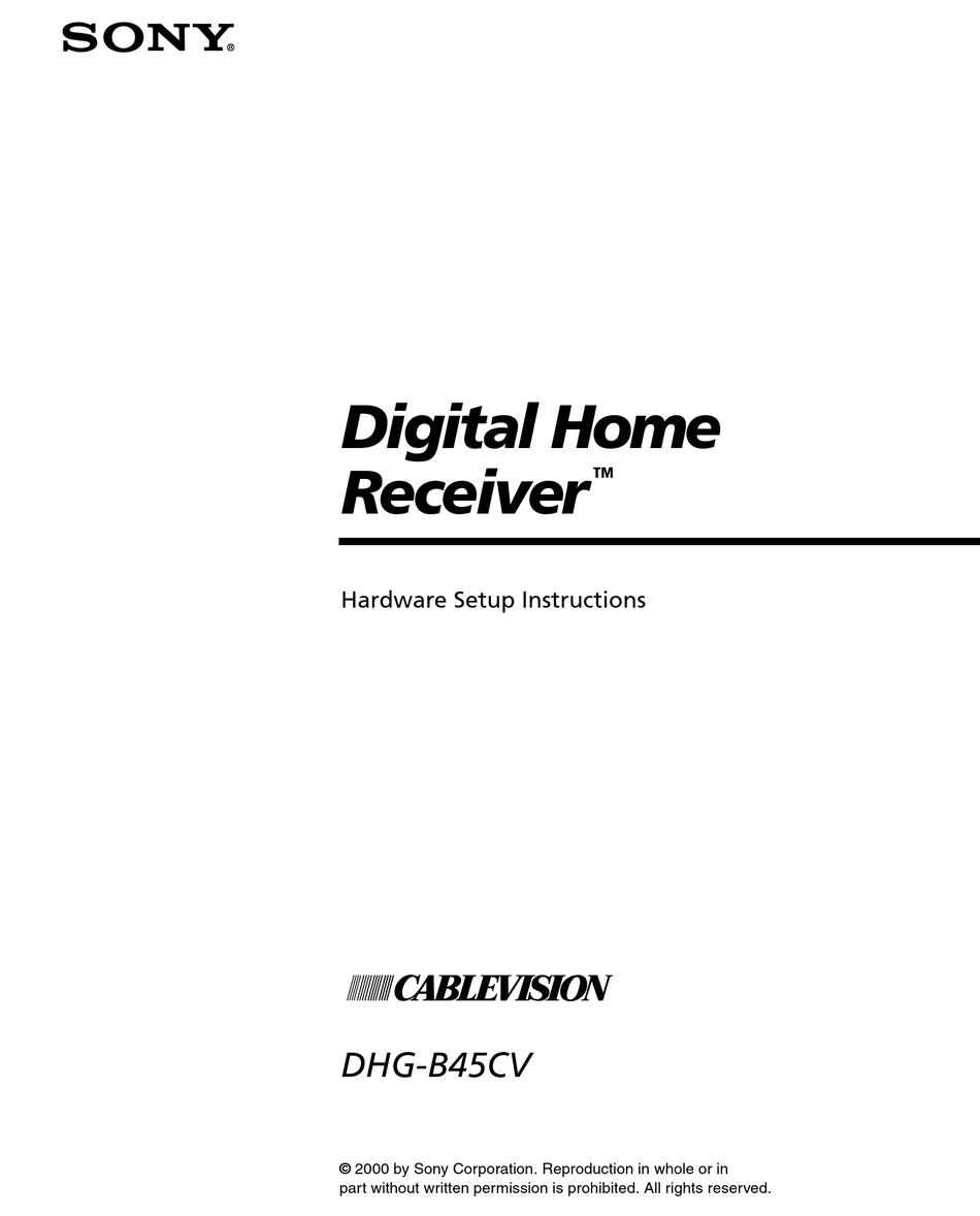 SONY CABLEVISION DHGB45CV HARDWARE SETUP INSTRUCTIONS Pdf Download