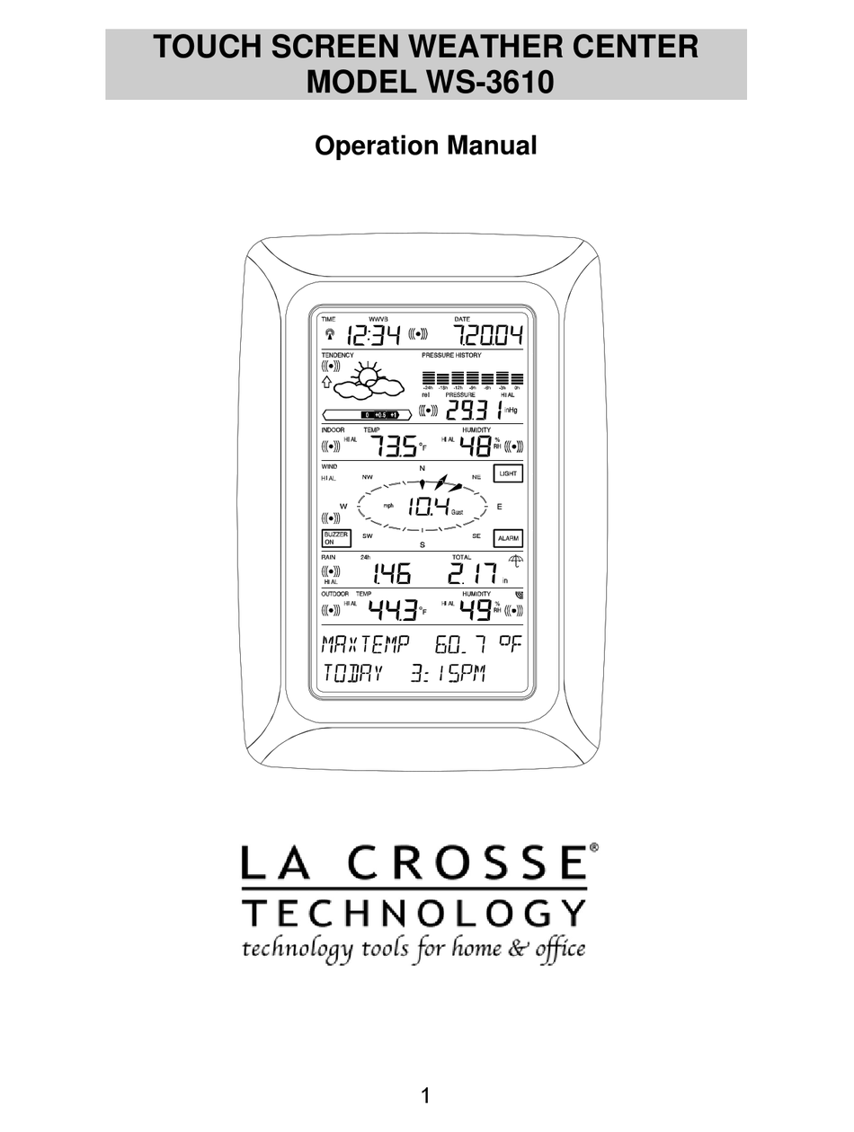 LA CROSSE TECHNOLOGY WS3610U OPERATION MANUAL Pdf Download ManualsLib