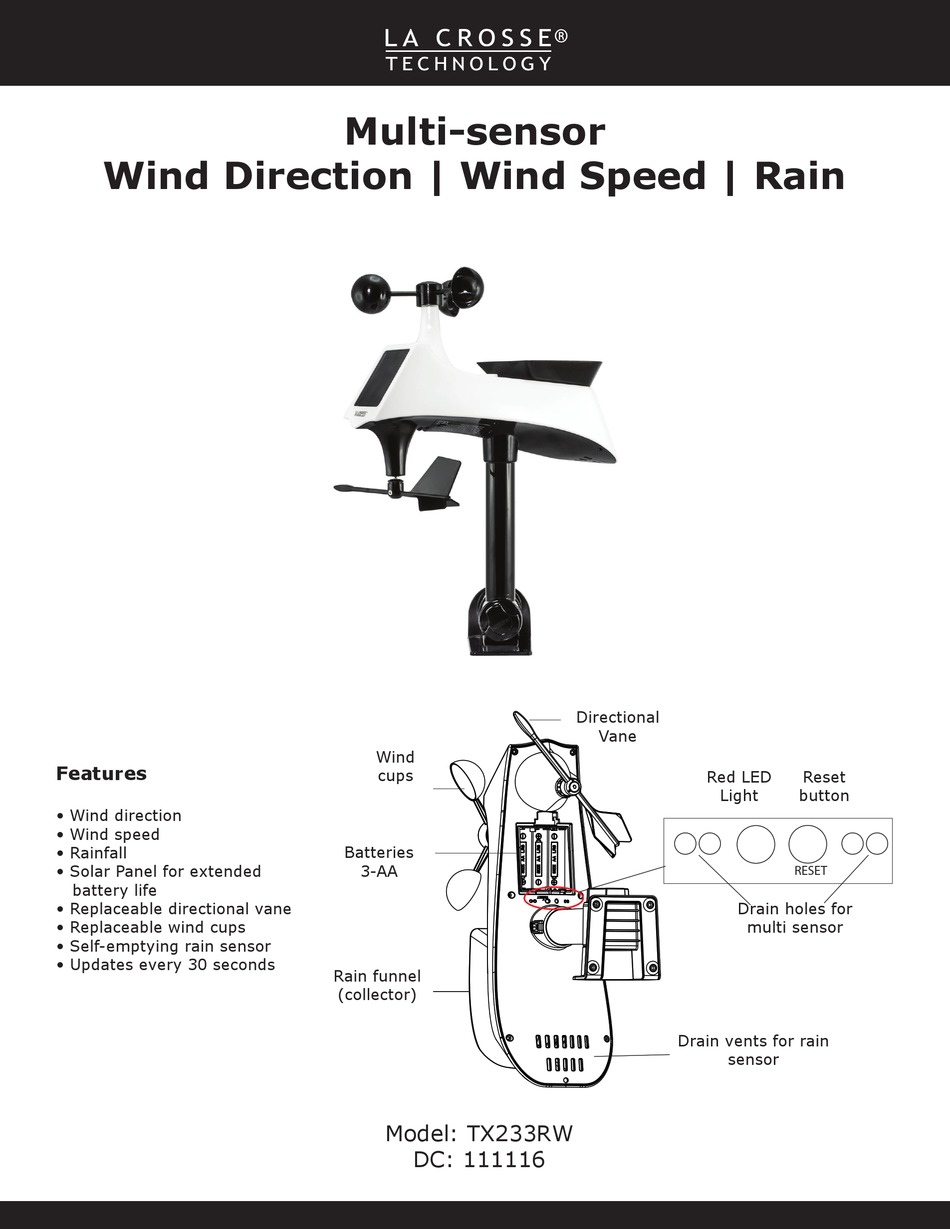 LA CROSSE TECHNOLOGY TX233RW QUICK START MANUAL Pdf Download ManualsLib