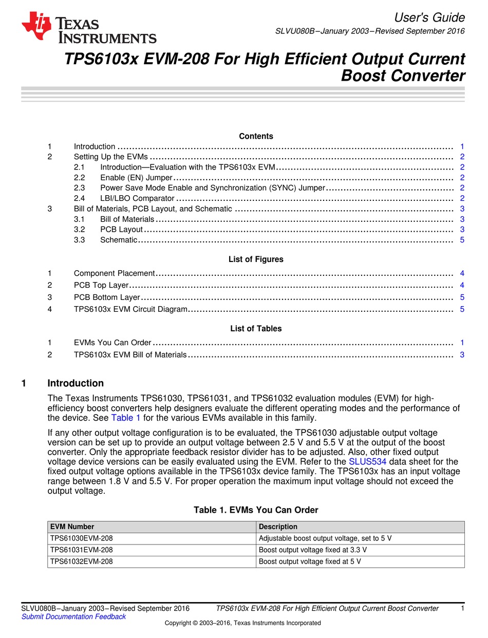 TEXAS INSTRUMENTS TPS6103 SERIES USER MANUAL Pdf Download | ManualsLib