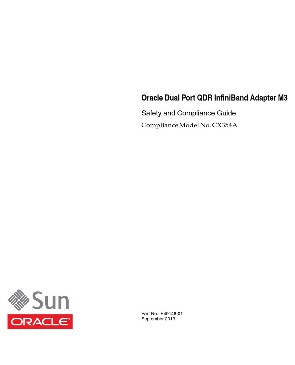 SUN ORACLE CX354A SAFETY AND COMPLIANCE MANUAL Pdf Download | ManualsLib