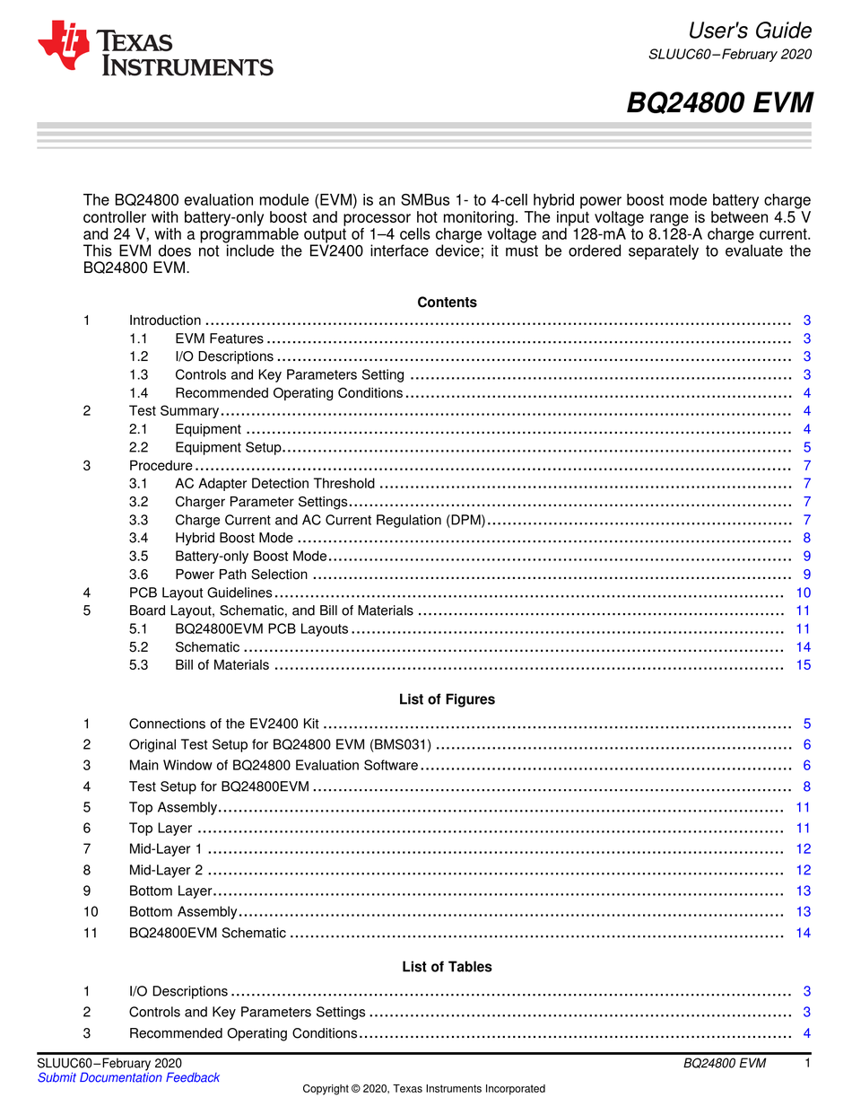 TEXAS INSTRUMENTS BQ24800EVM USER MANUAL Pdf Download ManualsLib