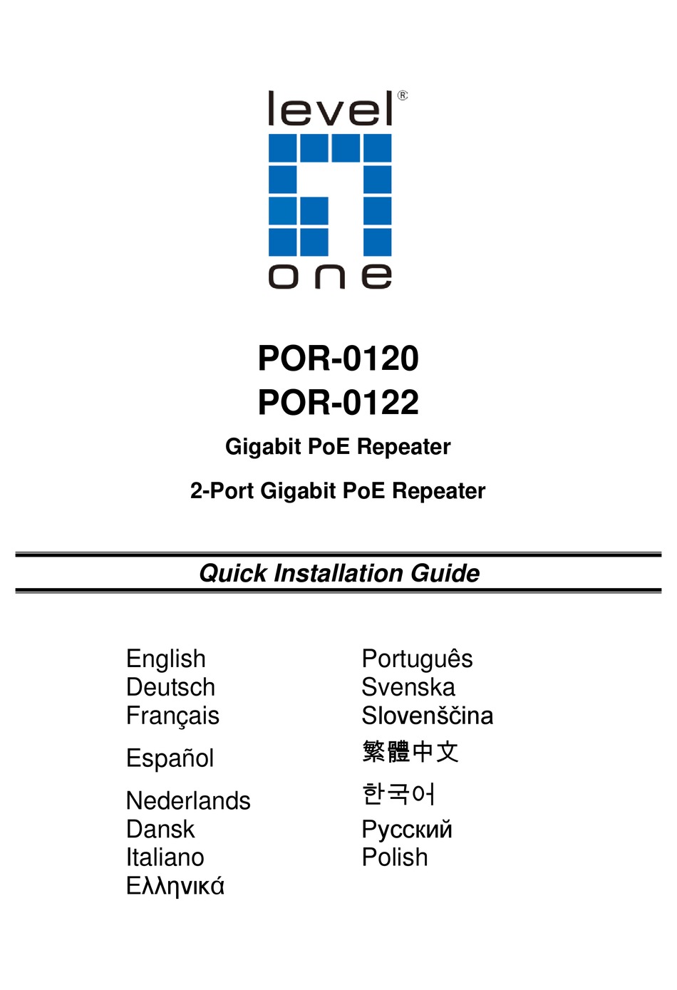 LEVELONE POR0120 QUICK INSTALLATION MANUAL Pdf Download ManualsLib