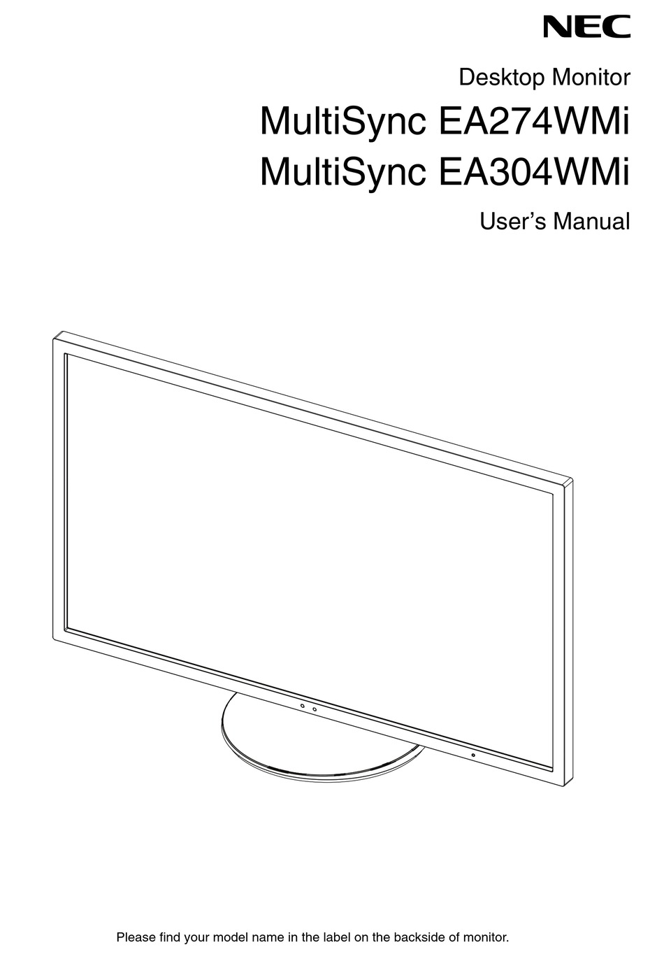 NEC MULTISYNC EA304WMI USER MANUAL Pdf Download | ManualsLib