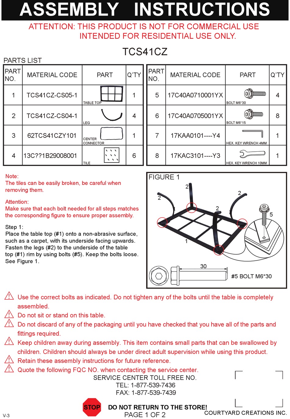 COURTYARD CREATIONS TCS41CZ ASSEMBLY INSTRUCTIONS Pdf Download ManualsLib