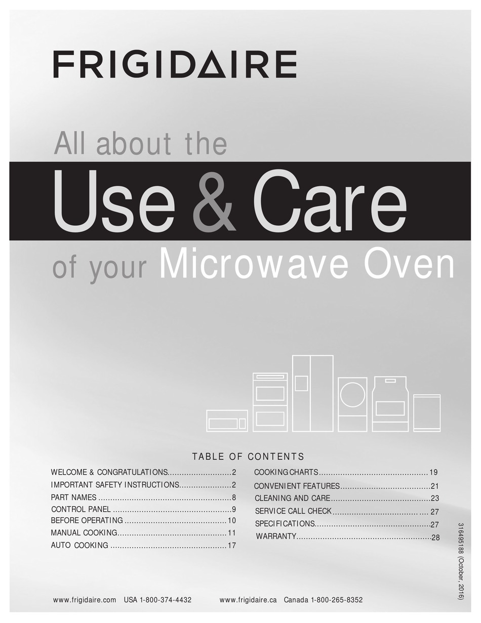 FRIGIDAIRE FFMV1645TW USE & CARE MANUAL Pdf Download ManualsLib