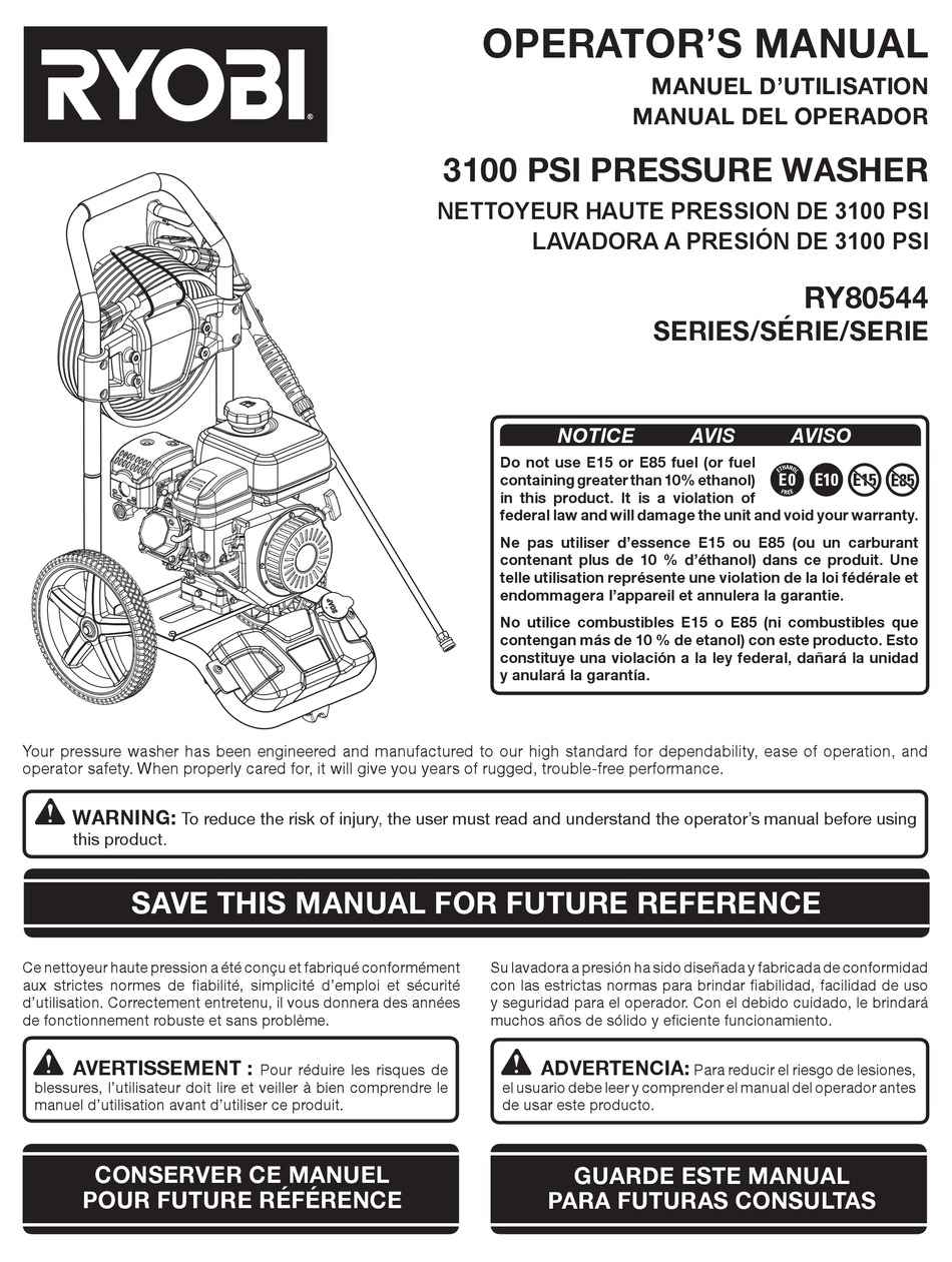 RYOBI RY80544 SERIES OPERATOR'S MANUAL Pdf Download | ManualsLib