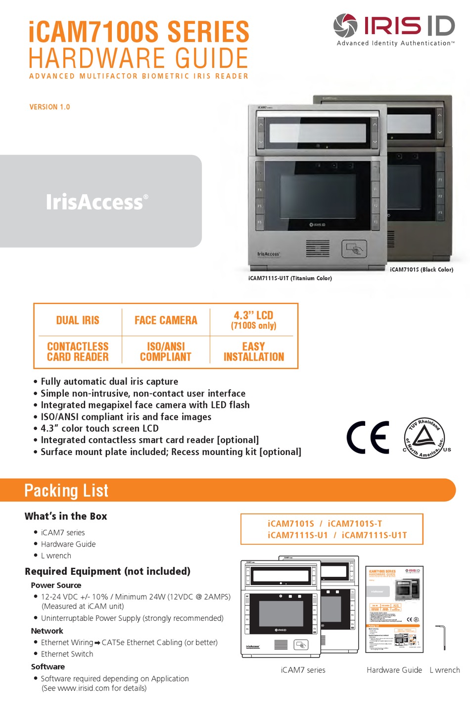 IRIS ID IRISACCESS ICAM7100S SERIES HARDWARE MANUAL Pdf Download