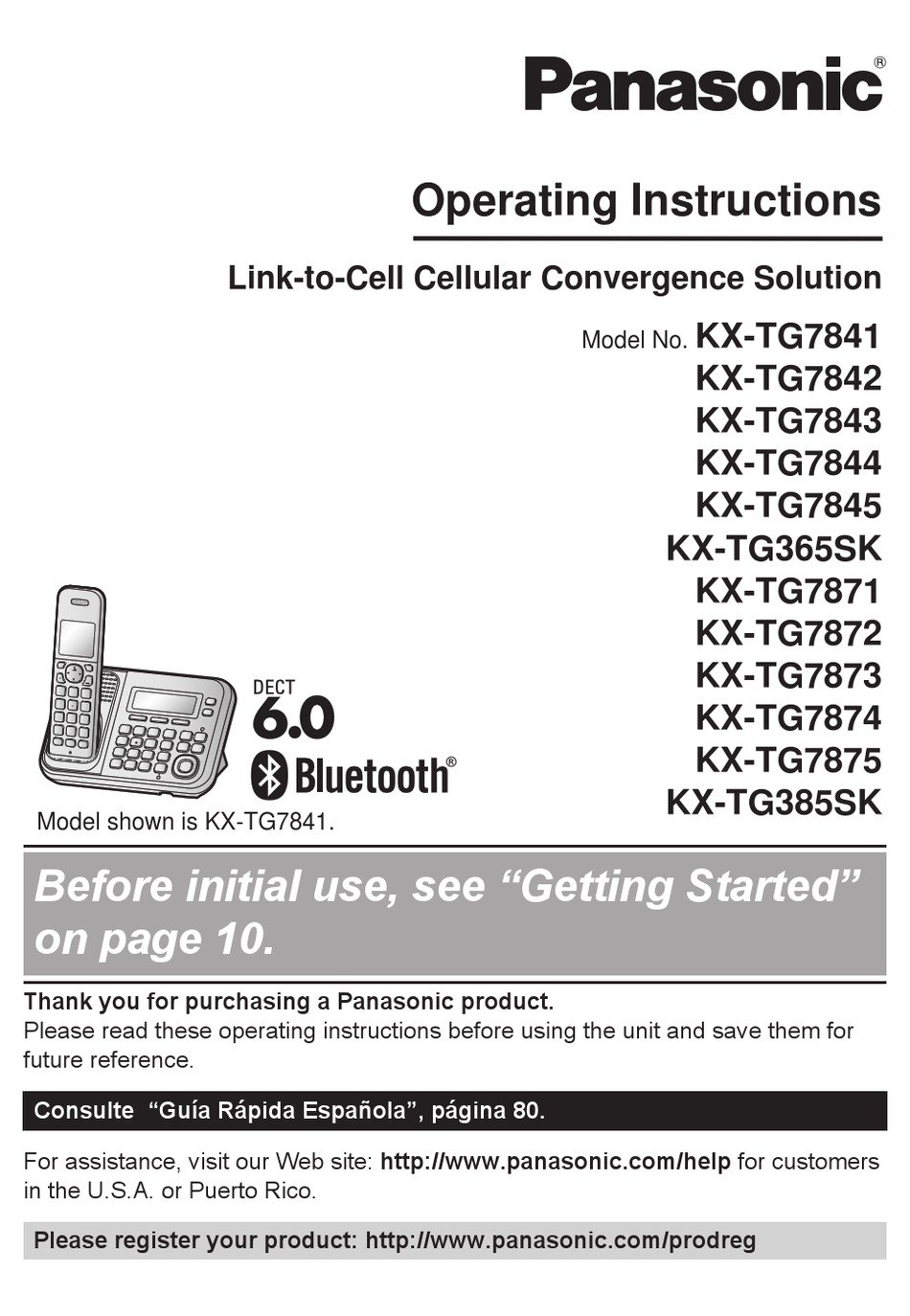 PANASONIC KX-TG7842 OPERATING INSTRUCTIONS MANUAL Pdf Download | ManualsLib