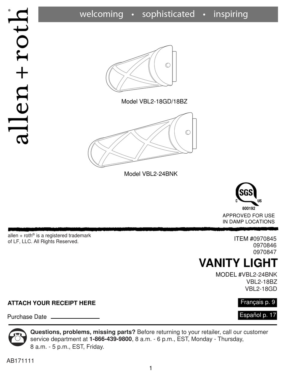 ALLEN + ROTH VBL218GD MANUAL Pdf Download ManualsLib