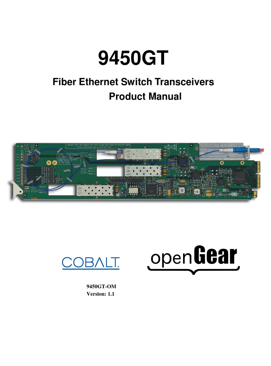 COBALT DIGITAL INC 9450GT SERIES PRODUCT MANUAL Pdf Download ManualsLib