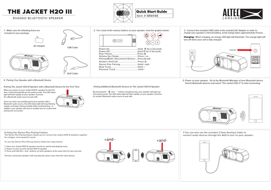 ALTEC LANSING JACKET H2O III QUICK START MANUAL Pdf Download ManualsLib