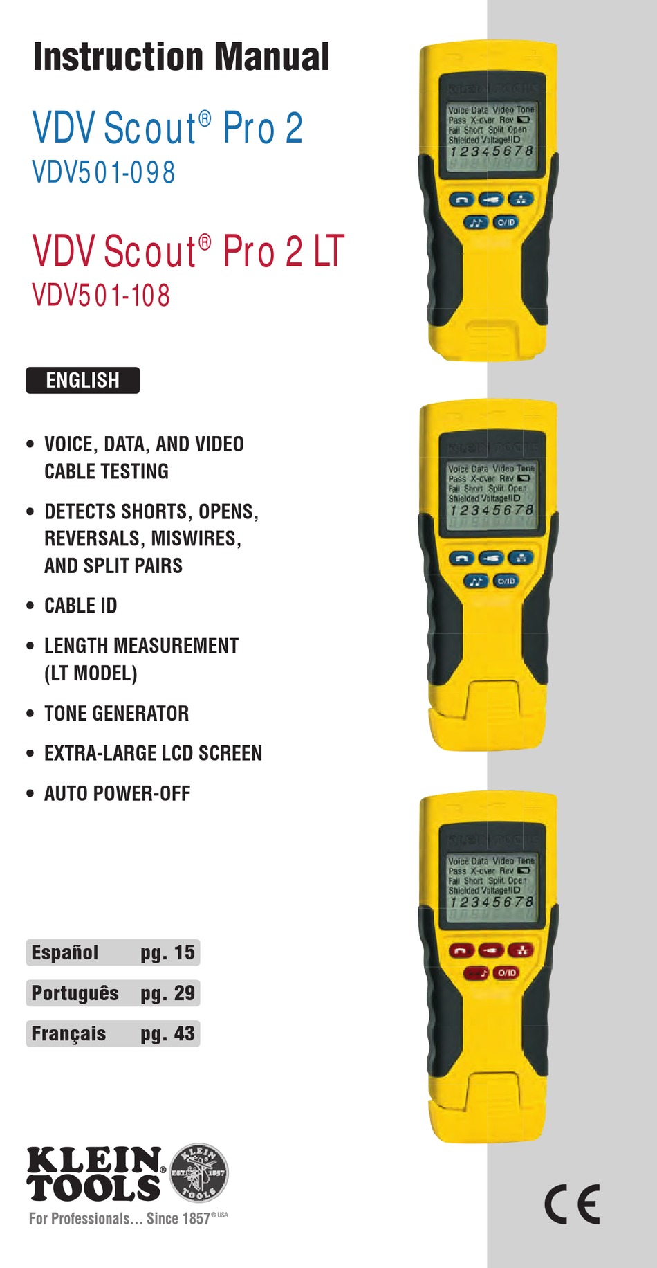 KLEIN TOOLS VDV SCOUT PRO 2 LT INSTRUCTION MANUAL Pdf Download ManualsLib