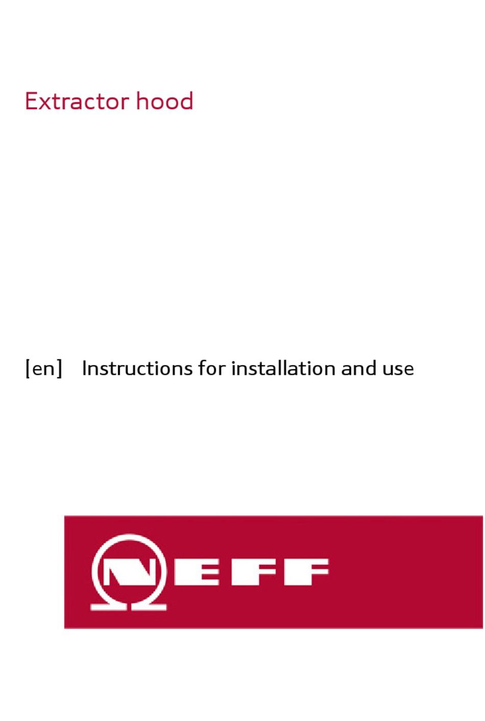 NEFF D86EH52N0B/02 INSTRUCTIONS FOR INSTALLATION AND USE MANUAL Pdf