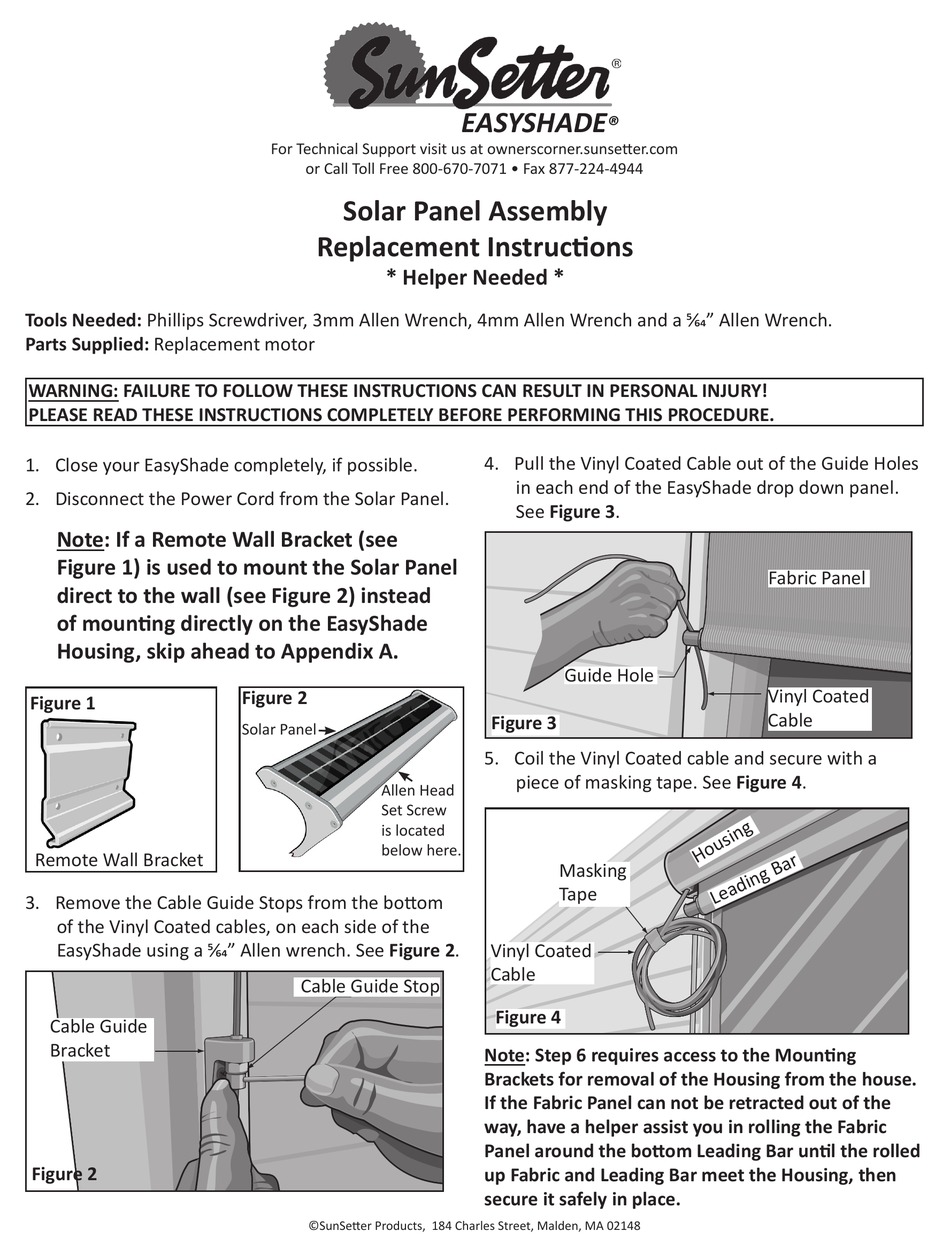 SUNSETTER EASYSHADE ASSEMBLY INSTRUCTIONS Pdf Download ManualsLib