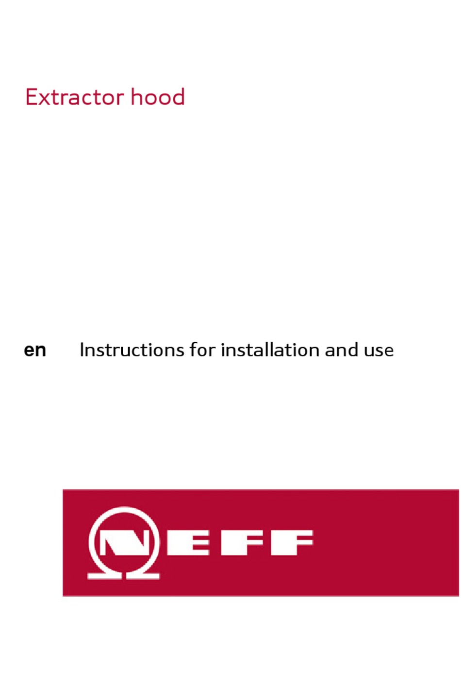 NEFF D87ER22N0B/02 INSTRUCTIONS FOR INSTALLATION AND USE MANUAL Pdf