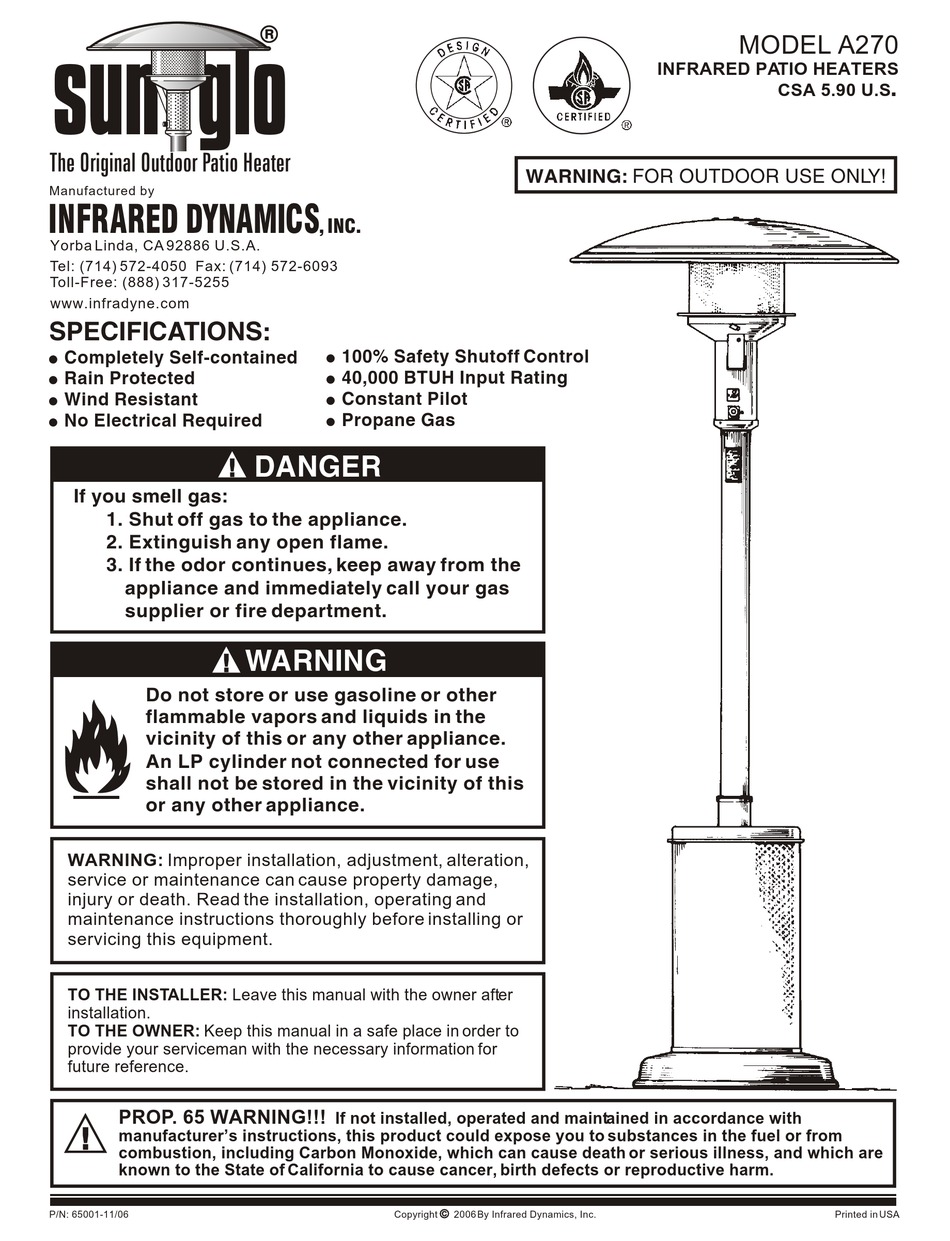 SUNGLO A270-SS MANUAL Pdf Download | ManualsLib