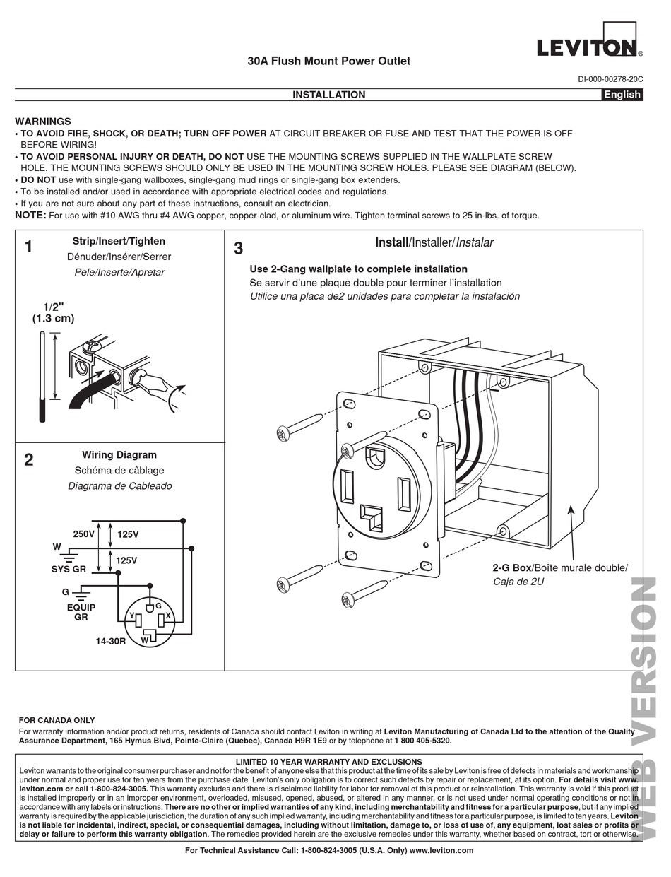 LEVITON 278-S00 INSTRUCTIONS Pdf Download | ManualsLib