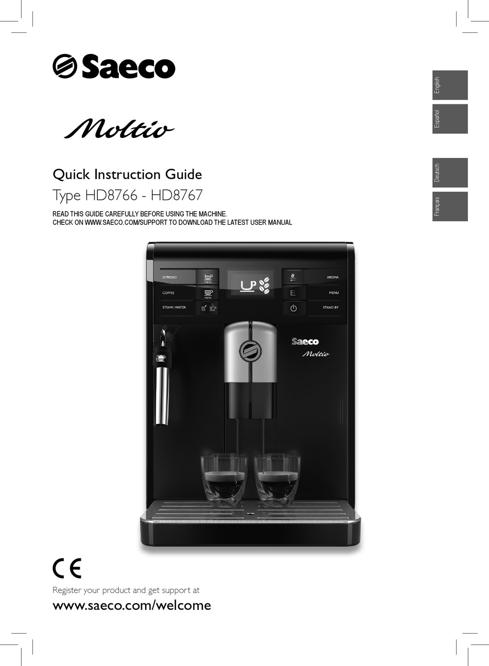 SAECO MOLTIO HD8766/04 QUICK INSTRUCTION MANUAL Pdf Download ManualsLib