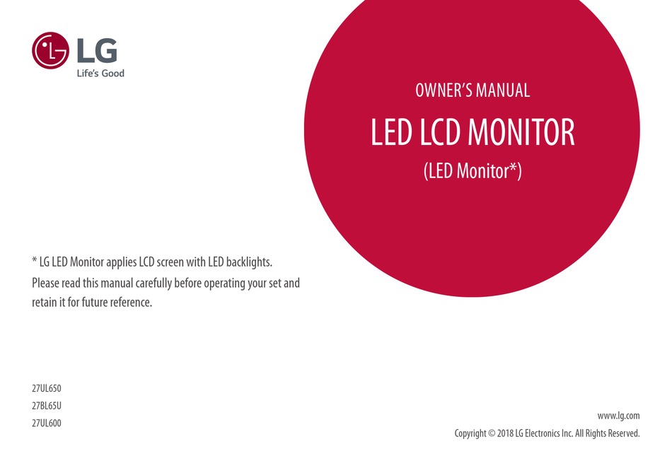 LG 27UL600-W OWNER'S MANUAL Pdf Download | ManualsLib