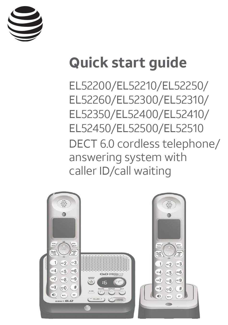 AT&T EL52310 QUICK START MANUAL Pdf Download ManualsLib