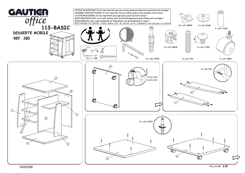 GAUTIER OFFICE 113BASIC 280 ASSEMBLY INSTRUCTIONS Pdf Download