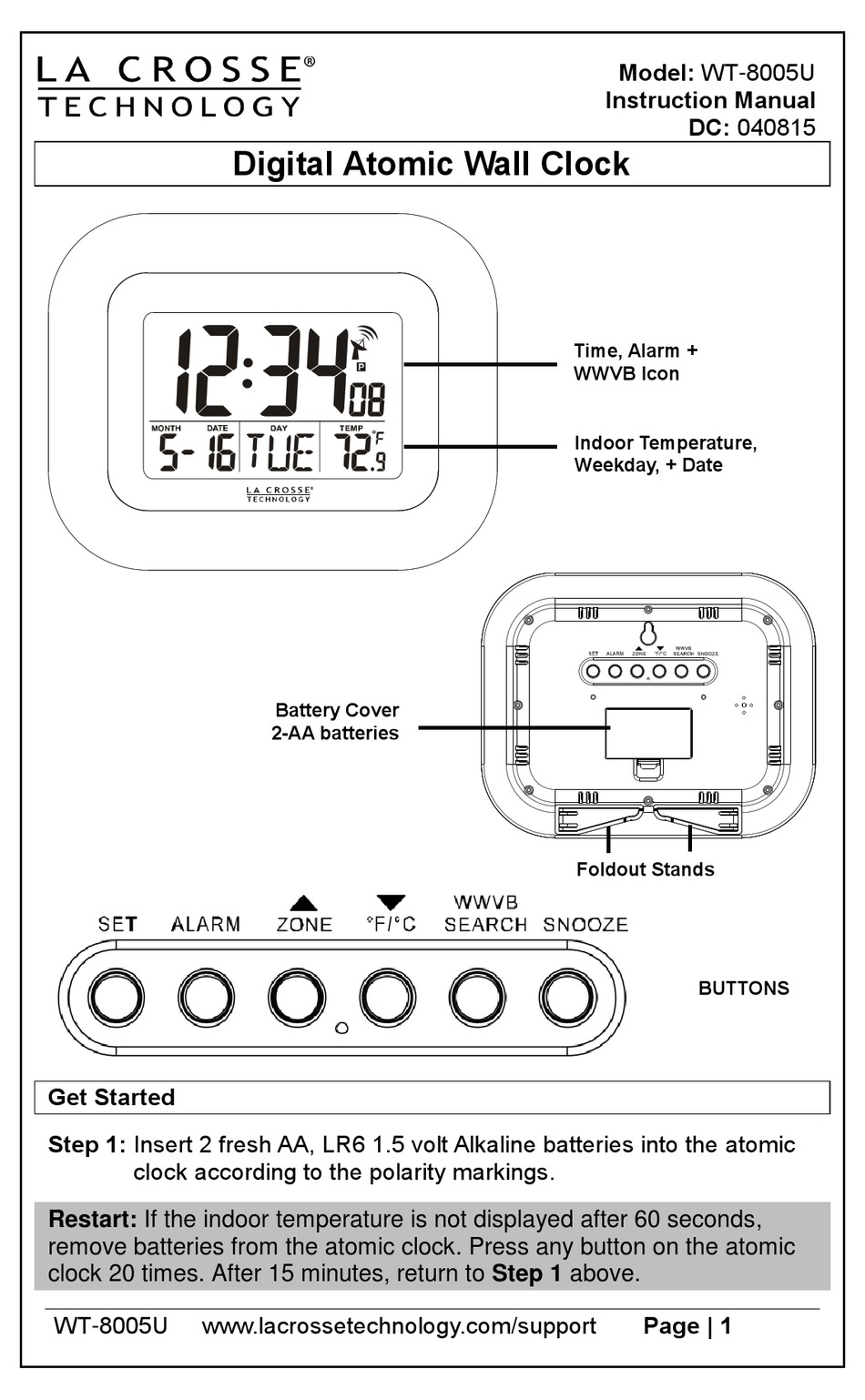LA CROSSE TECHNOLOGY WT8005UB INSTRUCTION MANUAL Pdf Download